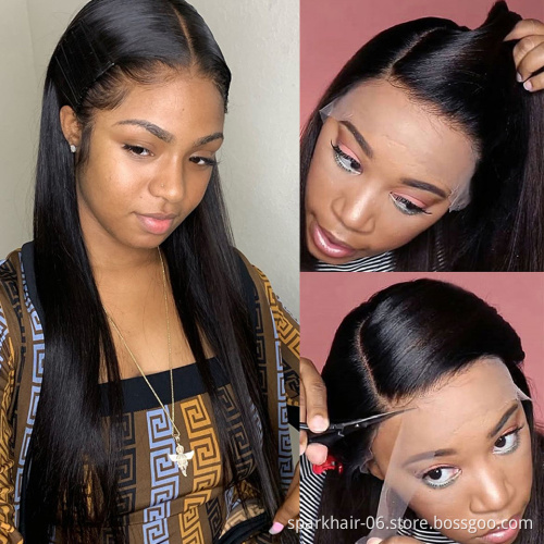 SPARK 30 32 34 36 inch Human Lace Frontal Wig Vendors Straight Virgin Brazilian Lace Front Human Hair Wigs For Black Women